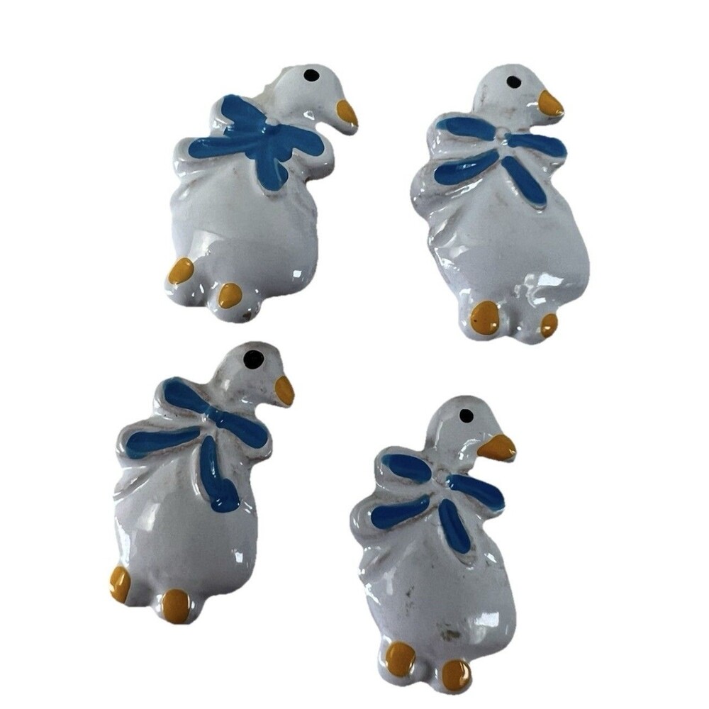4 Vintage JHB Button Geese Shaped Shank  Novelty Sewing Crafts Metal Kitschy
